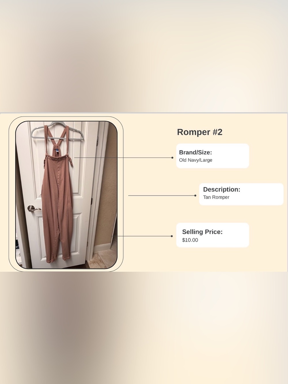 Old Navy Tan Romper with Adjustable Crossback Straps
